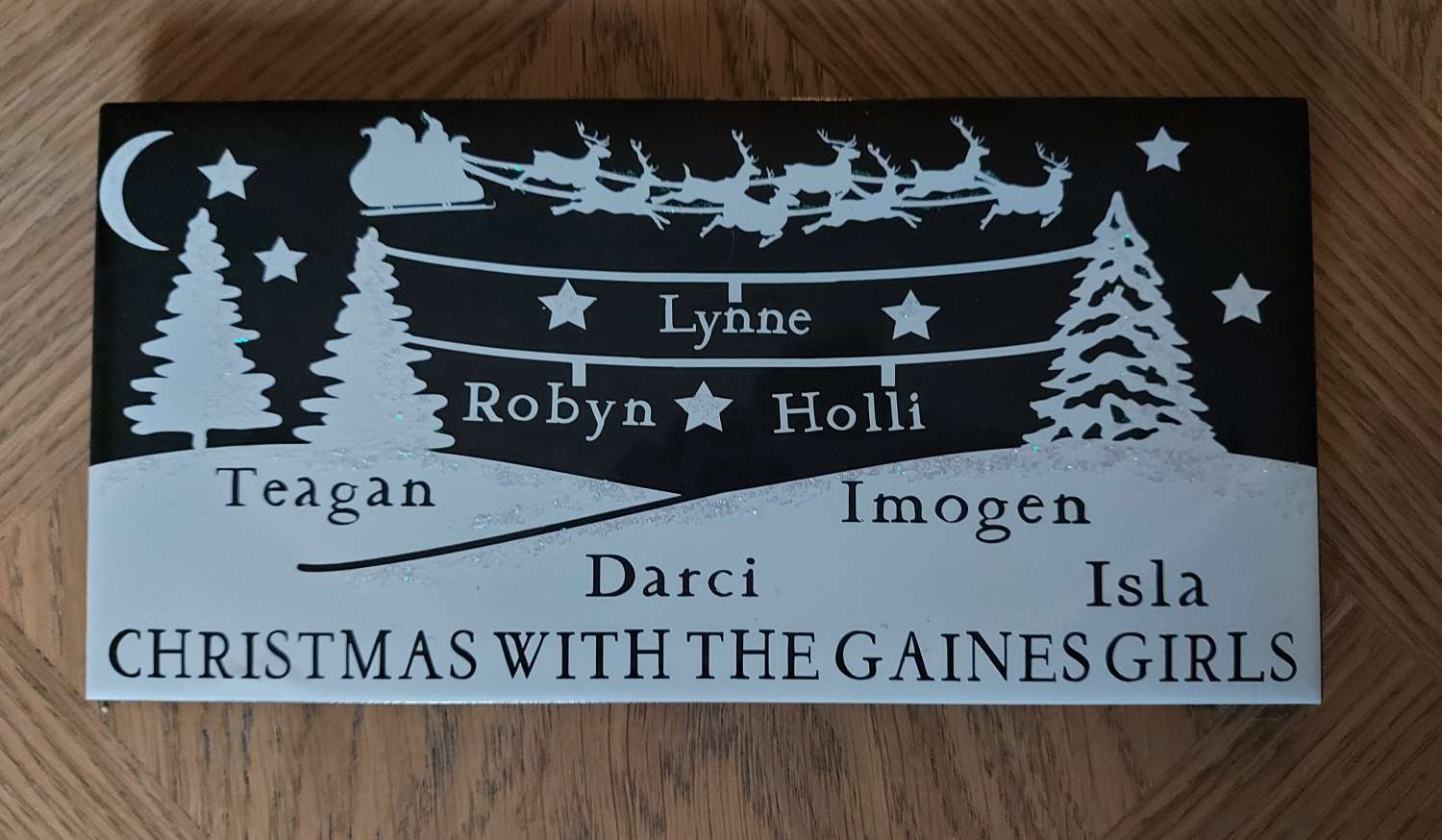 Personalised Christmas Tree Black Tile Personalised Christmas Tree Black Tile