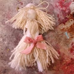 Hand Made,  Christmas Angel, With Pink Bow and Hallo, Number  One