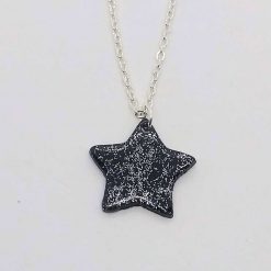 Sparkly night sky. Handmade black polymer clay star pendant with Sparkle 3 Sparkly night sky. Handmade black polymer clay star pendant with Sparkle 3