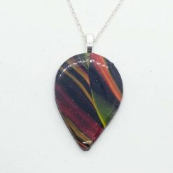 Autumn. Teardrop pendant in swirly autumnal colours