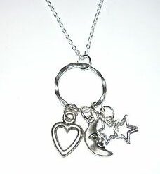 LOVE YOU TO THE MOON & STARS & BACK - charm necklace with heart moon & stars