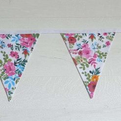 Floral Bunting 100% cotton, Flower Bunting, Floral Garland, Garden Bunting, Bright Bunting, Party Bunting, Fabric Bunting, 10 flags 2.5m 8