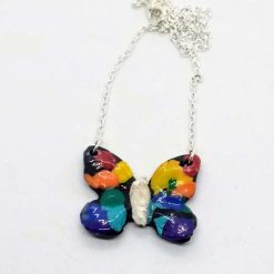 handmade rainbow colours butterfly necklace