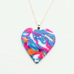 Heart pendant in turquoise, pink and orange 4