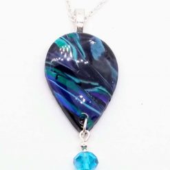 teardrop pendant in beautiful peacock colours with a bead drop 3 teardrop pendant in beautiful peacock colours with a bead drop 3