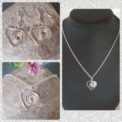 Silver Spiral Heart Jewellery Set