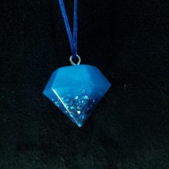 Ocean Blue 3d diamond shaped resin pendant