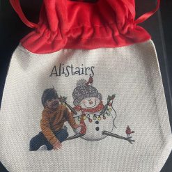 Z Christmas Personalised Photo Linen Santa Sack With Velvety Feel Red Top Personalised Gift Christmas