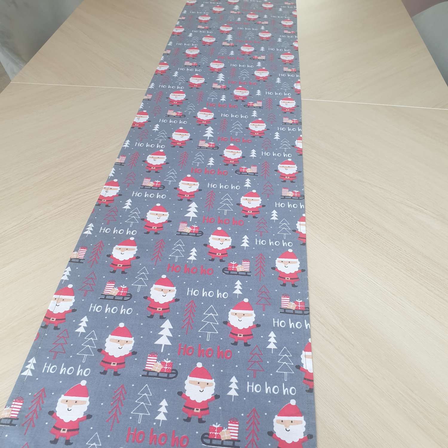 Sarah Christmas Table Runner, Santa Table Runner, Santa Decoration, Christmas Decorations, Christmas Table Decor, Grey Xmas Table Runner, Festive 7