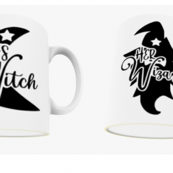 SPOOKY Pair of His & Hers, Couples, Him & Him, Her & Her, Halloween personalised Mugs Witch & Wizard - Also Available Individually 3