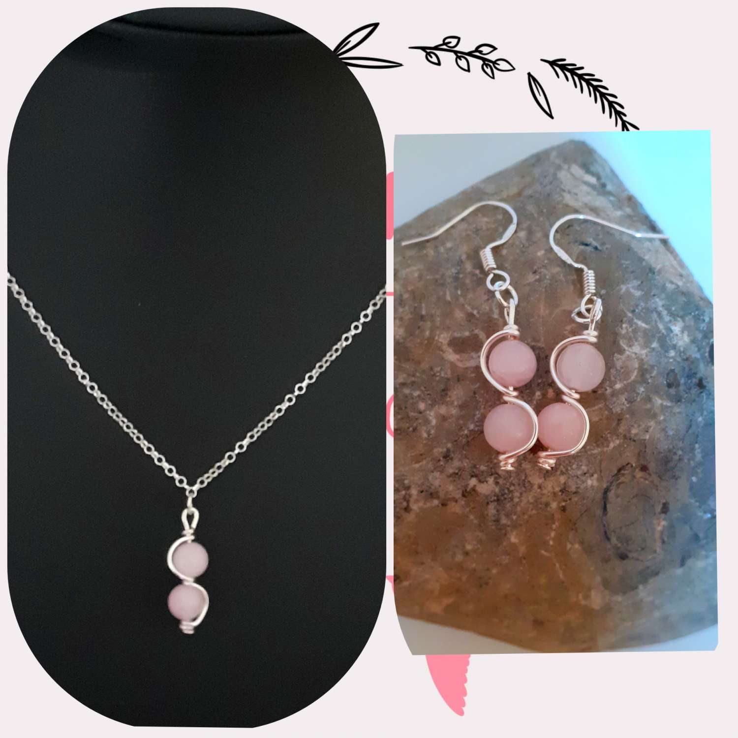 Rose Quartz Wave Jewellery Set Rose Quartz Wave Jewellery Set