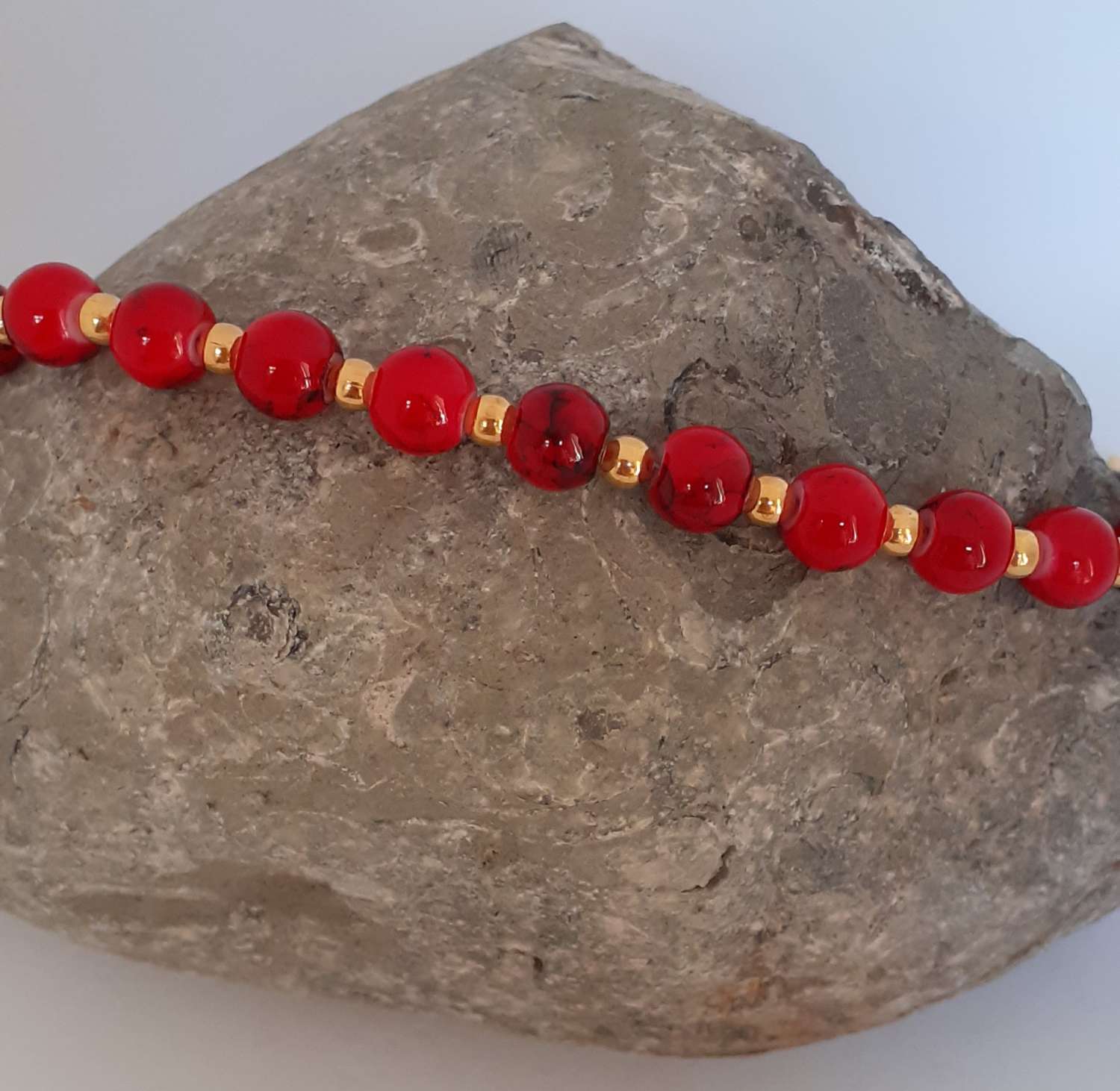 Red Beaded Christmas Necklace Red Beaded Christmas Necklace