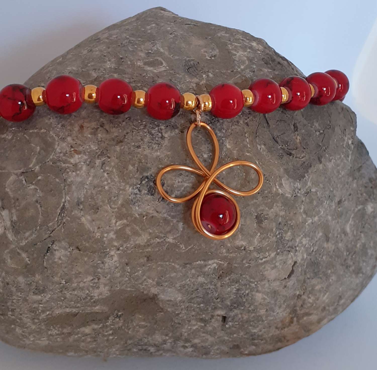 Red Beaded Christmas Necklace Red Beaded Christmas Necklace