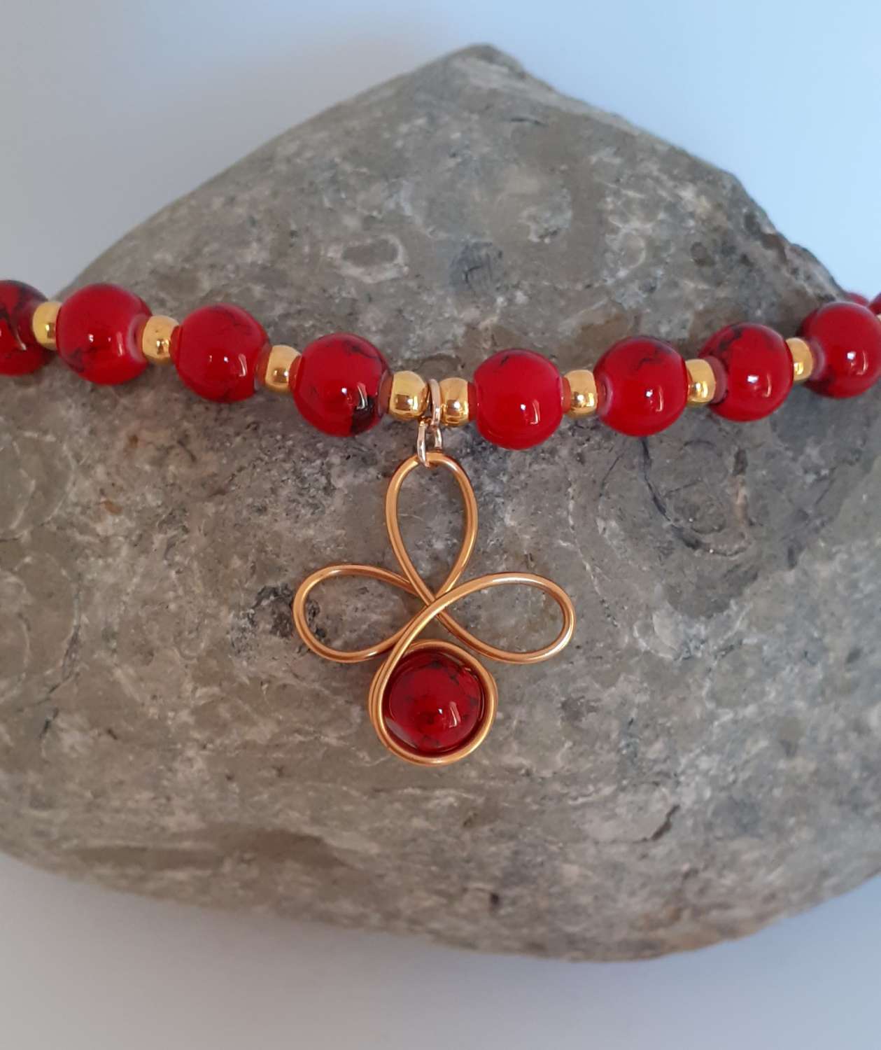 Red Beaded Christmas Necklace Red Beaded Christmas Necklace