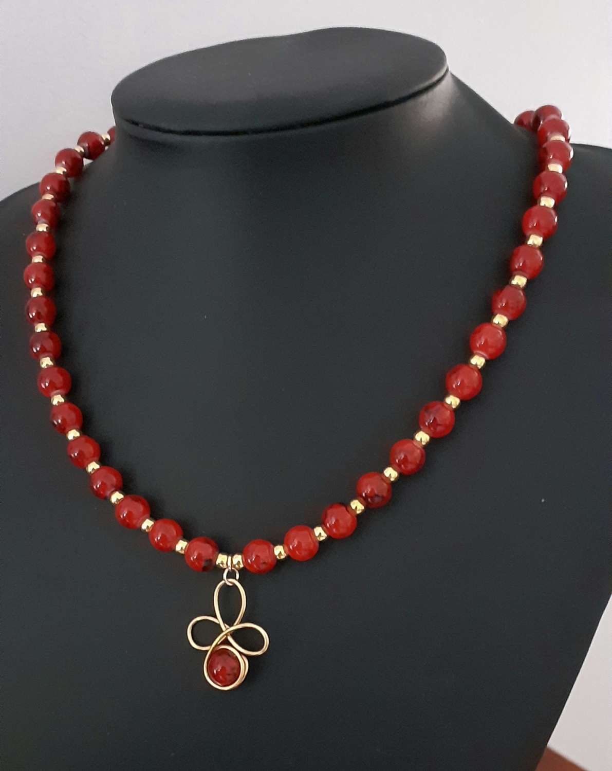 Red Beaded Christmas Necklace Red Beaded Christmas Necklace