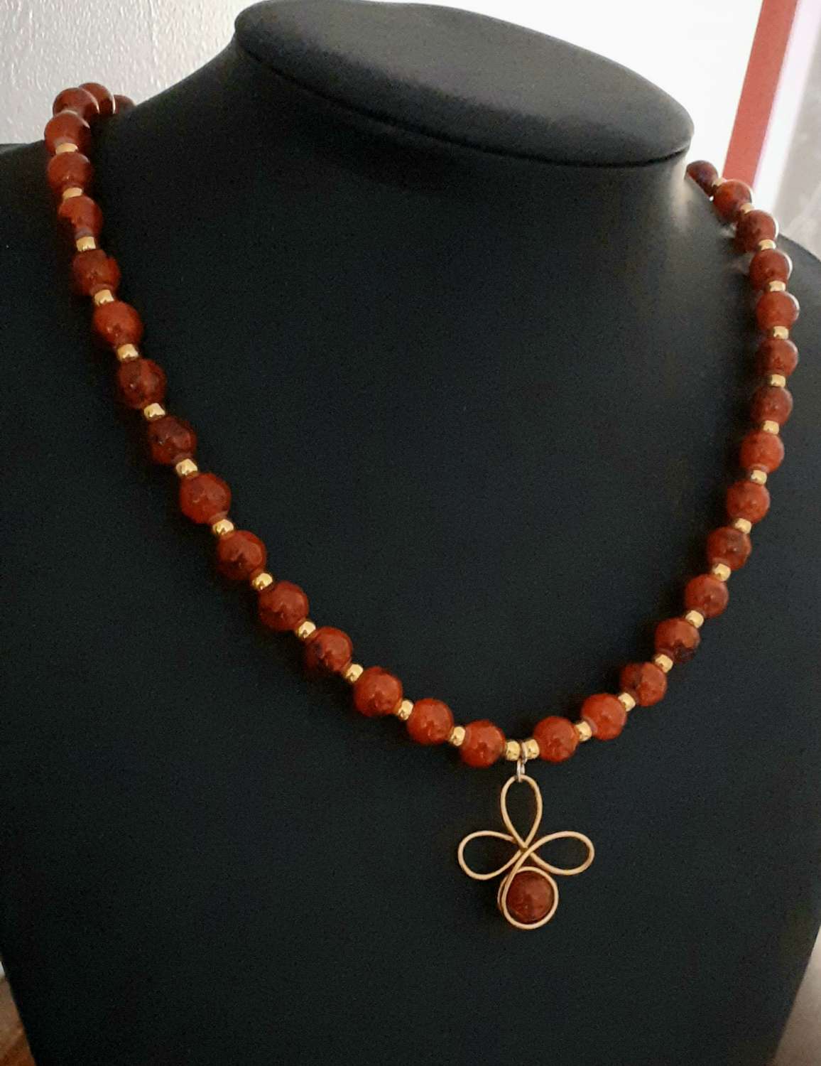 Red Beaded Christmas Necklace Red Beaded Christmas Necklace