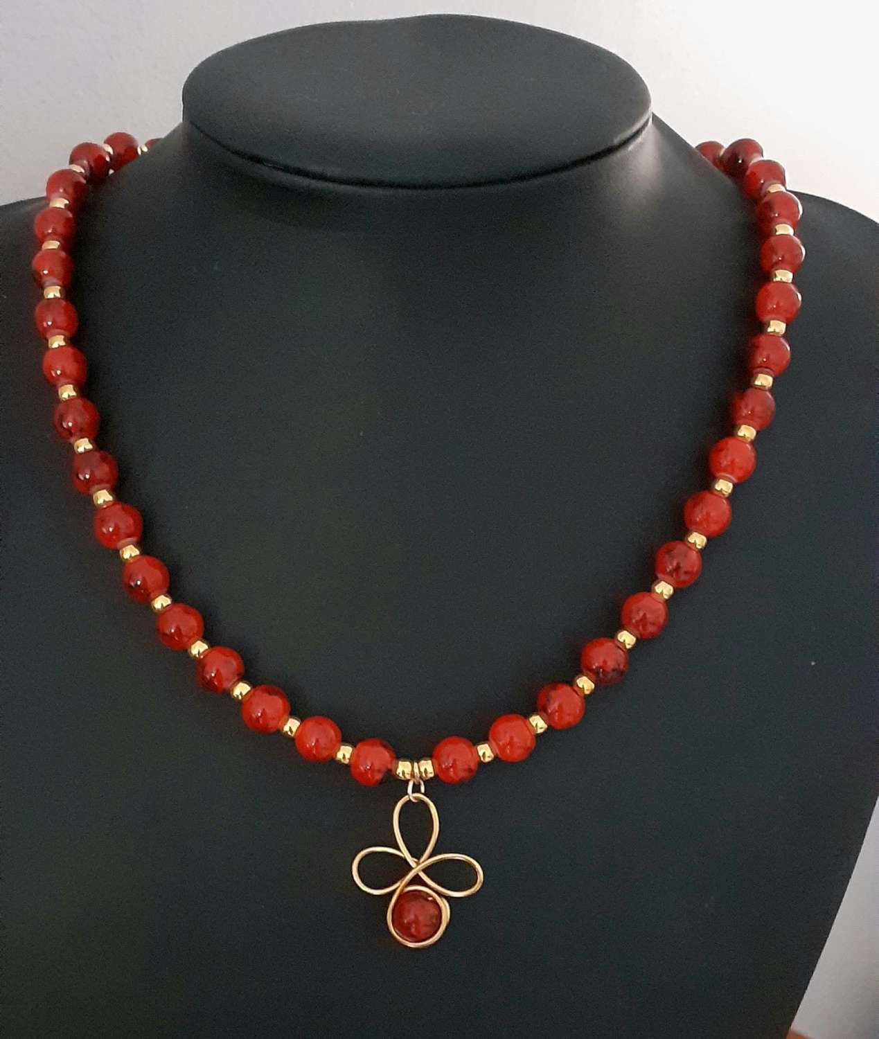 Red Beaded Christmas Necklace Red Beaded Christmas Necklace