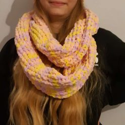 Handmade knitted infinity scarf with hat