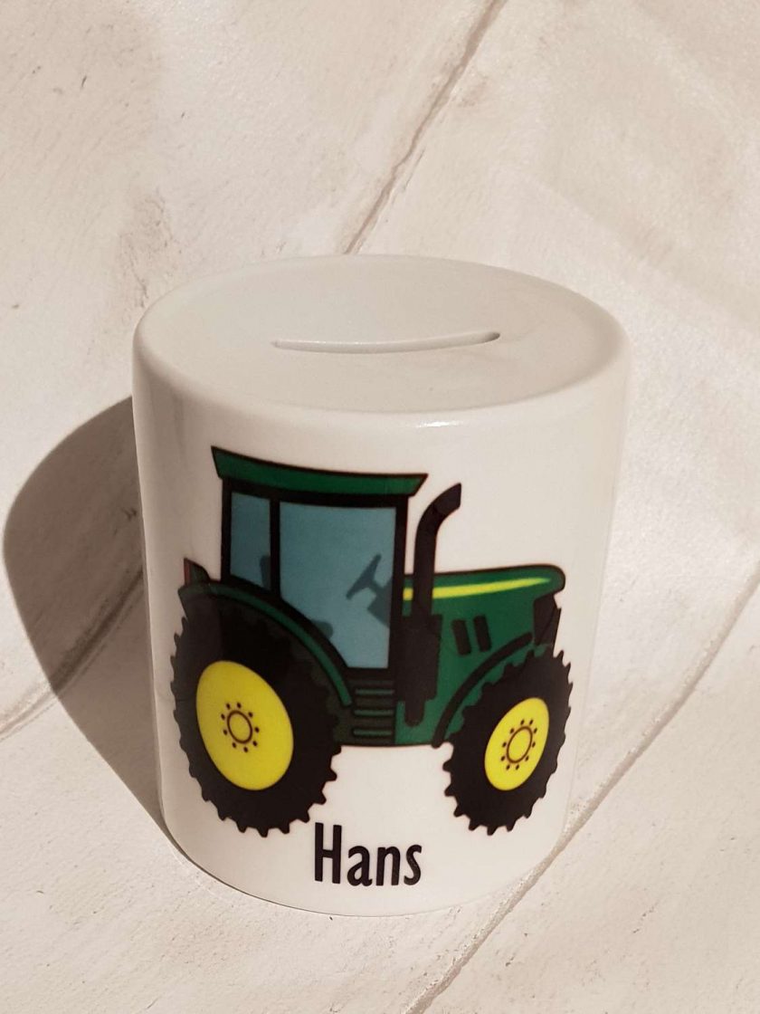 Money box with Green Tractor. A delightful children's gift at any time