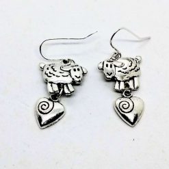 Love ewe ❤️ Cute sheep  with heart charm earrings