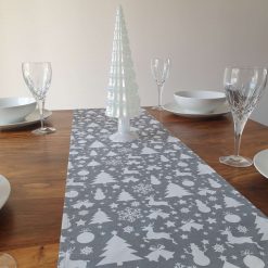 Christmas Table Runner, Christmas Tree, Snowman, Reindeer, Baubles, Snowflakes, Scandi Table Runner, Grey and White Christmas Table Decor, Christmas Table Decor, Festive Table Runner 2