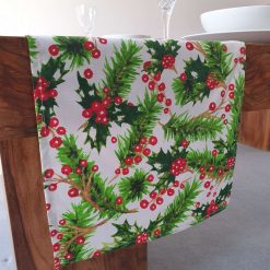 Christmas Table Runner, Holly and Berries Table Runner, Christmas Table Decoration, Gift Idea, Christmas Decor, White Table Runner, Christmas Table Decor, Festive Table Runner 2 Christmas Table Runner, Holly and Berries Table Runner, Christmas Table Decoration, Gift Idea, Christmas Decor, White Table Runner, Christmas Table Decor, Festive Table Runner 2