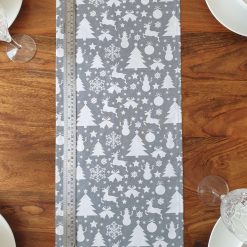 Christmas Table Runner, Christmas Tree, Snowman, Reindeer, Baubles, Snowflakes, Scandi Table Runner, Grey and White Christmas Table Decor, Christmas Table Decor, Festive Table Runner 5