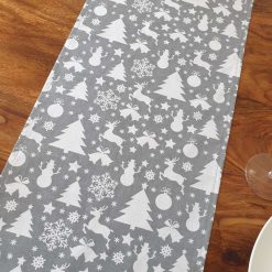 Christmas Table Runner, Christmas Tree, Snowman, Reindeer, Baubles, Snowflakes, Scandi Table Runner, Grey and White Christmas Table Decor, Christmas Table Decor, Festive Table Runner 6