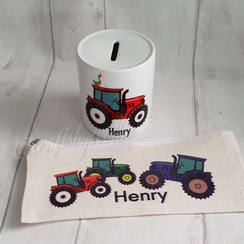 Money box with Green Tractor. A delightful children's gift at any time