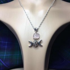 Rose Quartz Triple Moon Pentagram