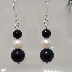 Black Agate and Pearl Art Deco Necklace & Earrings – Sterling Silver Set 3 Black Agate and Pearl Art Deco Necklace & Earrings – Sterling Silver Set 3