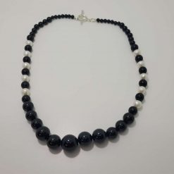 Black Agate and Pearl Art Deco Necklace & Earrings – Sterling Silver Set 1 Black Agate and Pearl Art Deco Necklace & Earrings – Sterling Silver Set 1
