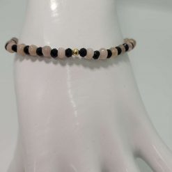 Peach Moonstone & Black Tourmaline Bracelet – Love, Protection & Moonlight Energy