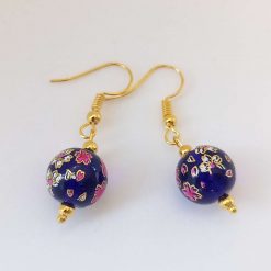 Spherical Glass Dangle Drop Bead Earrings