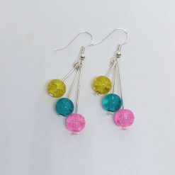 Crackle Glass Dangle Drop Earrings