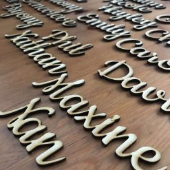 Wooden laser cut place names