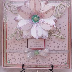 Luxury Handmade Birthday card - Pale Green, Silver and White Summer Bloom 'Sent with Love' sentiment