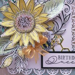 Luxury Handmade Birthday card - Birthday Queen Bee & large Sunflower 5 Luxury Handmade Birthday card - Birthday Queen Bee & large Sunflower 5