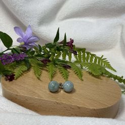 Natural Jade Gemstone Stud Earrings Silver.