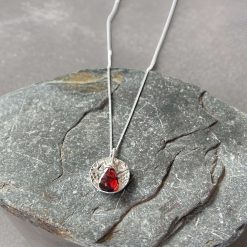 Garnet Birthstone Silver Necklace