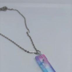 Blue and Pink Raw Crystal Quartz, Pendant Necklace 1 Blue and Pink Raw Crystal Quartz, Pendant Necklace 1