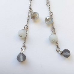 Smoky Matte Crystal Rondelle Chain Drop Earrings.