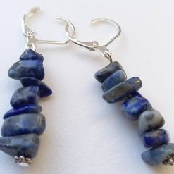 Natural Stone Lapis Lazuli Chip Dangle Drop Earrings