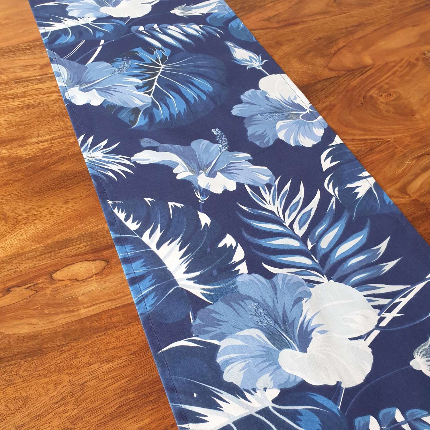 Dark Blue Tropical Leaf Table Runner, Monstera Leaf Table Runner, Tropical Leaf Print, Tropical Decor, Tropical Home Decor, Blue Hibiscus Dark Blue Tropical Leaf Table Runner, Monstera Leaf Table Runner, Tropical Leaf Print, Tropical Decor, Tropical Home Decor, Blue Hibiscus