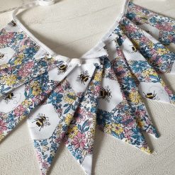 Floral Bunting, Bee Bunting, Fabric Bunting, Flower Bunting, Bees, Garden Bunting, Garden Decor, Garland, Cotton Bunting, Summerhouse Decor,10 flags 2.5m