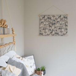 Safari Nursery Wall Hanging, Jungle Nursery Banner, Fabric Wall Hanging, Nursery Decor, Baby Gift, Safari Decor, Jungle Decor, Banner Flag 4