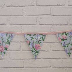 Floral Bunting, Fabric Bunting, Floral Garland, Wall Decor, Garden Decor, Roses, Lavender, Garden Party, Summerhouse Decor, 10 Flags 2.5m 1