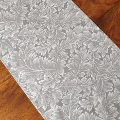 Grey & White Leaf Table Runner, Grey Table Runner, Leaf Table Runner, Table Decor, Homer Decor, Gift Idea, Grey Leaf Table Runner 1