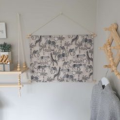 Safari Nursery Wall Hanging, Jungle Nursery Banner, Fabric Wall Hanging, Nursery Decor, Baby Gift, Safari Decor, Jungle Decor, Banner Flag 1