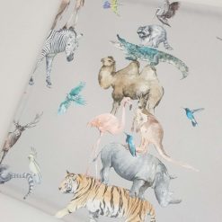 Safari Nursery Wall Hanging, Jungle Nursery Banner, Grey Fabric Wall Hanging, Nursery Decor, Baby Gift, Safari Decor, Jungle Decor, Banner Flag 14